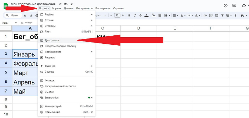 Как сделать диаграмму в Гугл-таблицах
